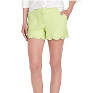 Crown & Ivy Shelby Scalloped Hem Shorts Preppy Southern Lime Green Bright 10
